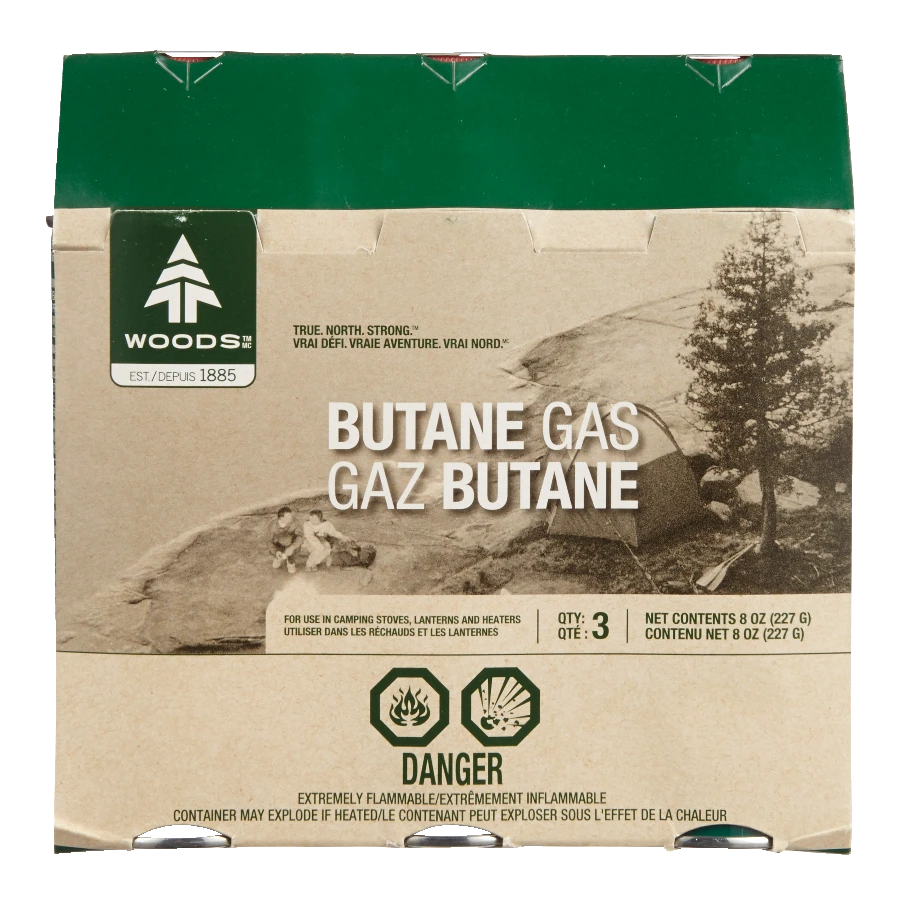 Woods Butane Gas Canister/Cartridge, Fuel For Camping Stoves, Lanterns & Heaters, 8-oz, 3-pk 4 Woods Butane Gas Canister/Cartridge, Fuel For Camping Stoves, Lanterns & Heaters, 8-oz, 3-pk - Image 2