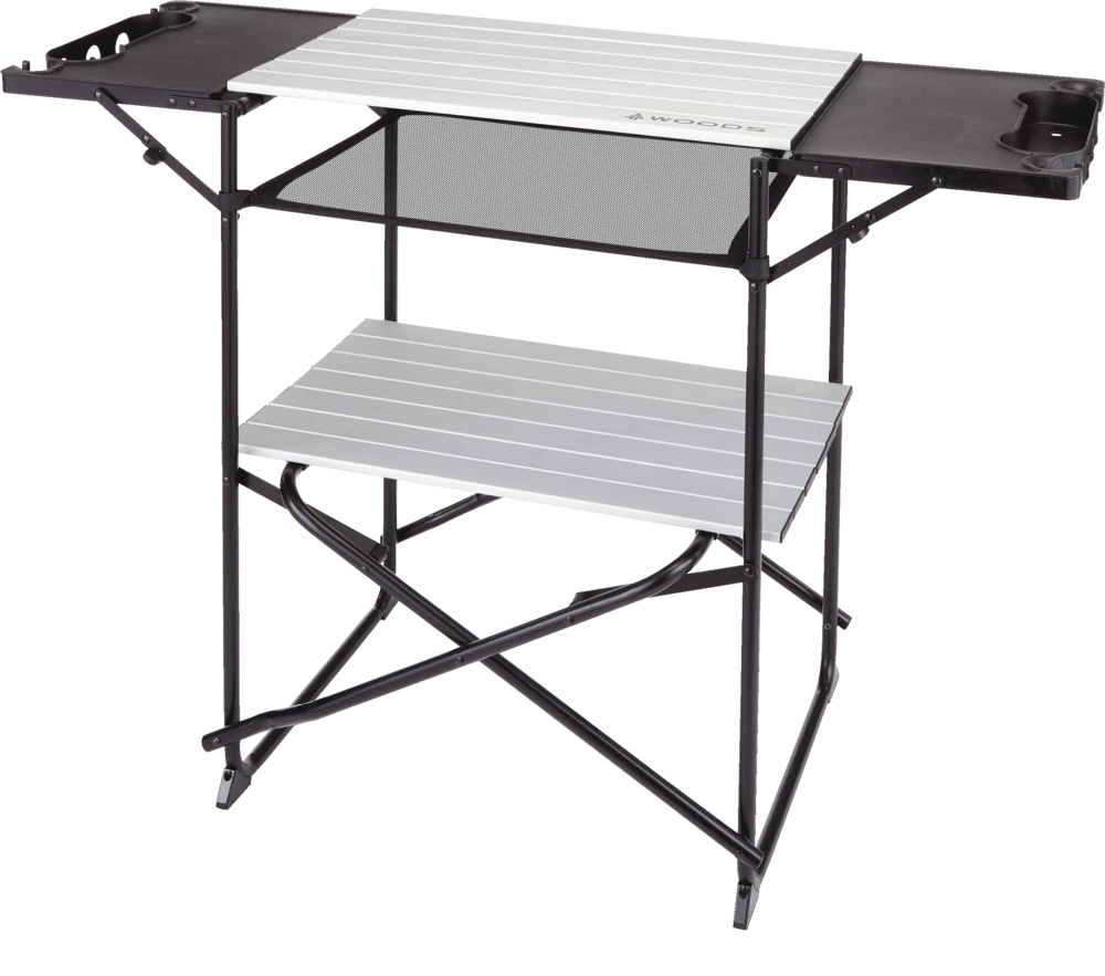 Woods Caledon Portable Folding & Extendable Camping Kitchen Stand W/ Shelves & Carry Bag 3 Woods Caledon Portable Folding & Extendable Camping Kitchen Stand W/ Shelves & Carry Bag