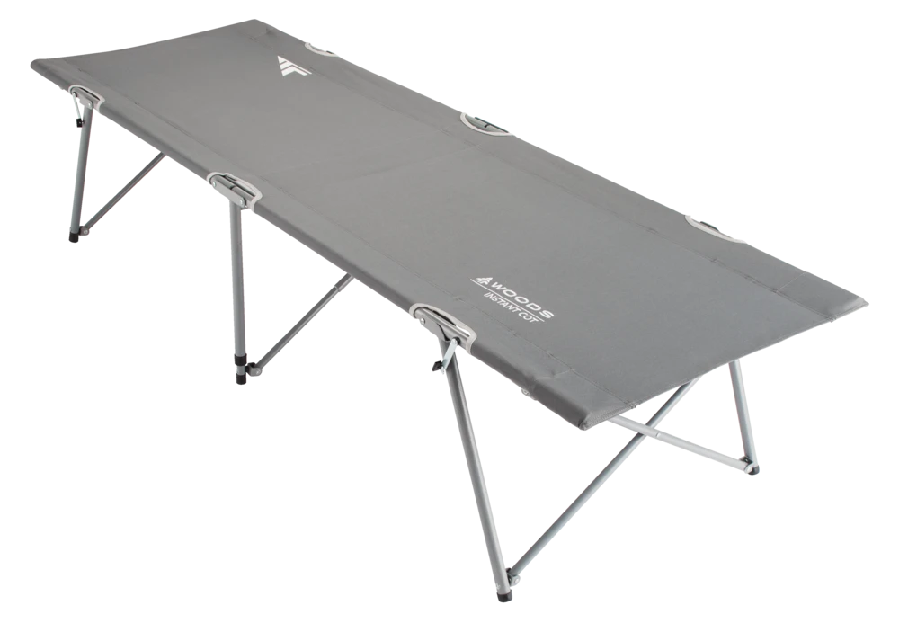 Woods Instant Standard Portable Folding Camping Cot Bed W/ Carry Case, Supports 300 Lbs, Grey 4 Woods Instant Standard Portable Folding Camping Cot Bed W/ Carry Case, Supports 300 Lbs, Grey - Image 2