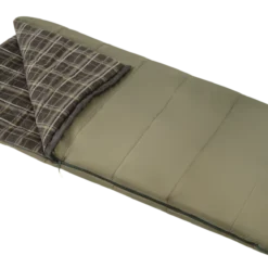 Woods Canmore Cotton Flannel Lined Insulated Cold Weather Sleeping Bag W/ Compression Sack, -10°C