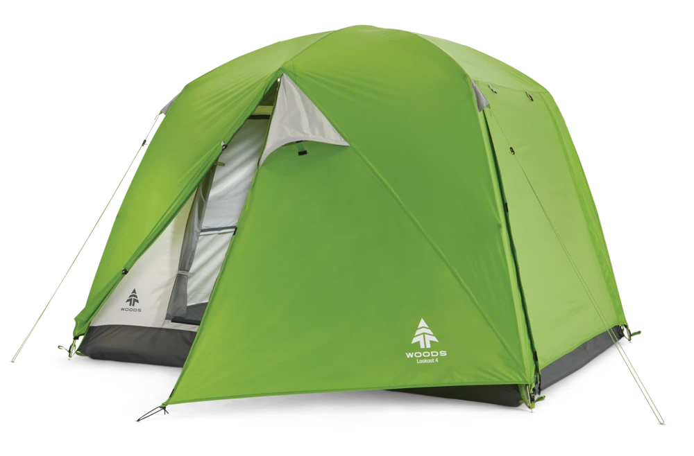 Woods Lookout 3-Season, 4-Person Camping Dome Tent W/ Vestibule, Rain Fly & Carry Bag 3 Woods Lookout 3-Season, 4-Person Camping Dome Tent W/ Vestibule, Rain Fly & Carry Bag