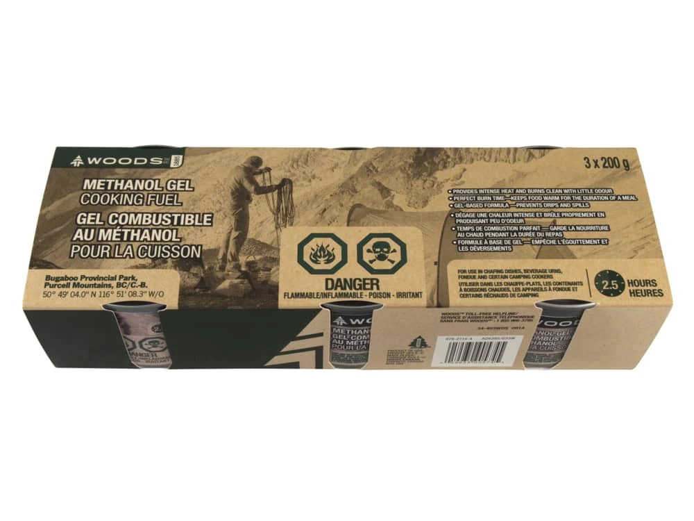 Woods 2.5-Hour Methanol Gel Cooking Fuel For Camping Cookers, Chafing Dishes & Fondue, 200-g, 3-pk 4 Woods 2.5-Hour Methanol Gel Cooking Fuel For Camping Cookers, Chafing Dishes & Fondue, 200-g, 3-pk - Image 2