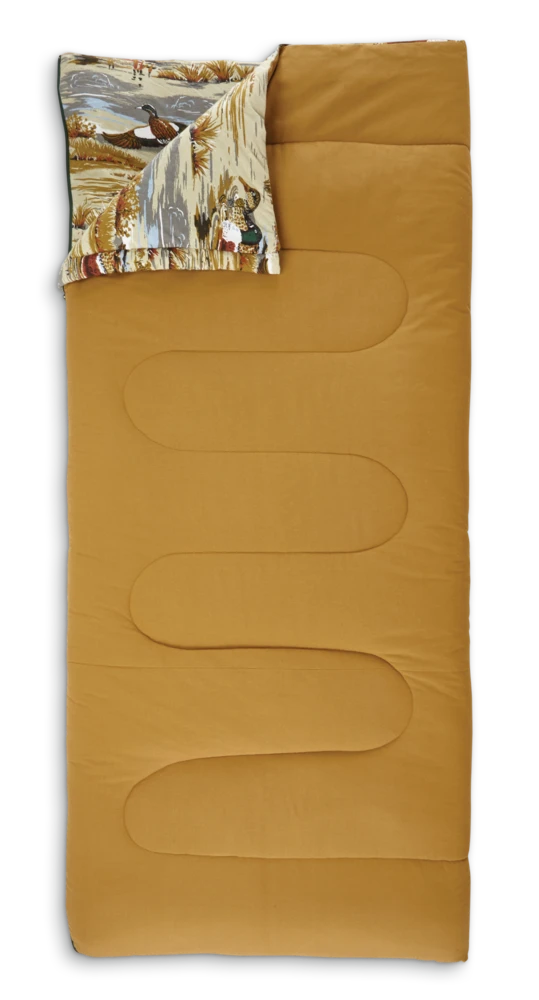 Woods Migrator Duck Print Insulated Cotton Canvas Cold Weather Sleeping Bag W/ Flannel Lining & Duffel Bag, -15°C 4 Woods Migrator Duck Print Insulated Cotton Canvas Cold Weather Sleeping Bag W/ Flannel Lining & Duffel Bag, -15°C - Image 2