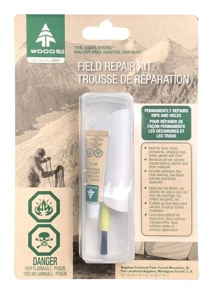 Woods Permanent Adhesive Seam & Hole Patch Field Repair Kit For Fabrics, Tents, Tarps & Boots 4 Woods Permanent Adhesive Seam & Hole Patch Field Repair Kit For Fabrics, Tents, Tarps & Boots - Image 2