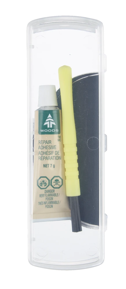 Woods Permanent Adhesive Seam & Hole Patch Field Repair Kit For Fabrics, Tents, Tarps & Boots 3 Woods Permanent Adhesive Seam & Hole Patch Field Repair Kit For Fabrics, Tents, Tarps & Boots