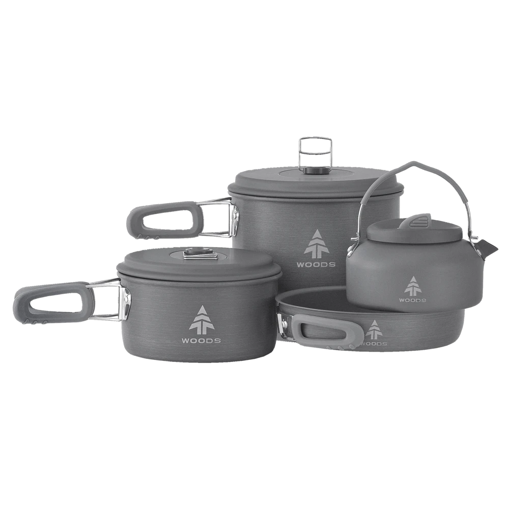 Woods™ Selkrik Aluminum Anodized Camping Cooking Set, Grey, 4-pc 3 Woods™ Selkrik Aluminum Anodized Camping Cooking Set, Grey, 4-pc