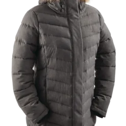 Woods Women's Sylvia Insulated Winter Parka Puffer Jacket Faux Fur Trim Hood, Dark Grey